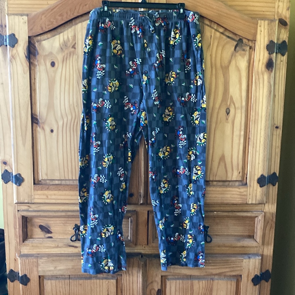 Men MarioKart gray Mario Bowser pajama lounge pants - size XL